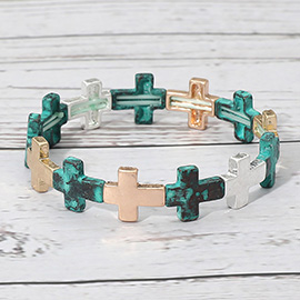 Metal Cross Stretch Bracelet