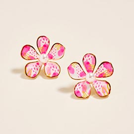 Floral Petal Pearl Center Earrings