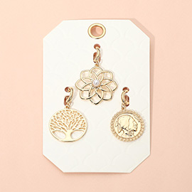 3PCS - Flower Tree of Life Coin Pendant Charm Set