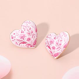 Floral Heart Stud Earrings