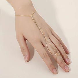 Rhinestone Accent Delicate Hand Chain Bracelet