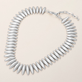 Bold Sleek Sculpted Rib Statement Collar Necklace