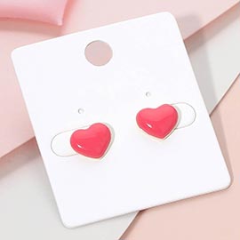 Enamel Heart Stud Earrings
