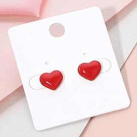 Enamel Heart Stud Earrings
