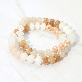 2PCS - Faceted Pebble Beaded Stretch Multi Layered Bracelets