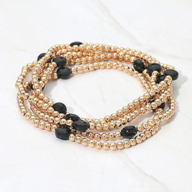 5PCS - Faceted Disc Beaded Stretch Multi Layered Bracelets