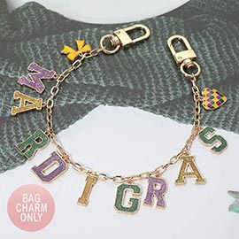 MARDI GRAS Message Bow Heart Charm Station Bag Chain Charm