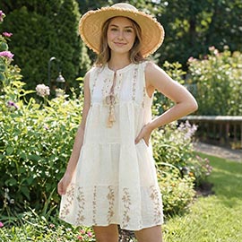 Sleeveless Boho Embroidered Dress