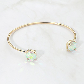 Faceted Round Stone Cluster Tip Cuff Bracelet