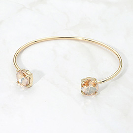Faceted Round Stone Cluster Tip Cuff Bracelet