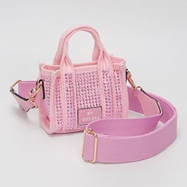 Rhinestone Studded Mini Top Handle Crossbody Bag