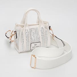 Rhinestone Studded Mini Top Handle Crossbody Bag