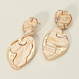 Textured Metal Frame Abstract Celluloid Acetate Drop Dangle Statement Earrings