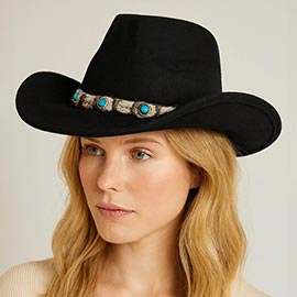 Boho Stone Accent Braided Band Western Cowboy Hat