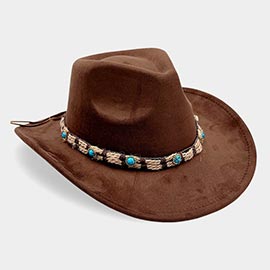 Boho Stone Accent Braided Band Western Cowboy Hat