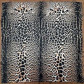 Allover Leopard Printed Square Silky Satin Bandana Scarf