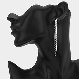Rhinestone Pave Linear Drop Fringe Evening Earrings