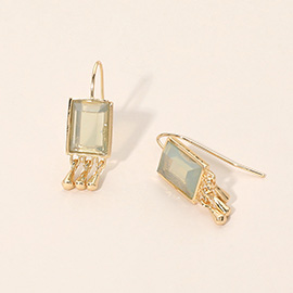 Rectangular Stone Fringe Drop Dangle Earrings