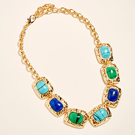 CaboChon Accent Plate Link Statement Necklace