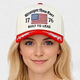 Stronger Than Ever 1776 American USA Flag Leaf Embroidered Baseball Cap