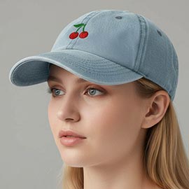 Cherry Embroidery Baseball Cap