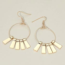 Metal Bar Fringe Hoop Drop Dangle Earrings