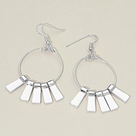 Metal Bar Fringe Hoop Drop Dangle Earrings