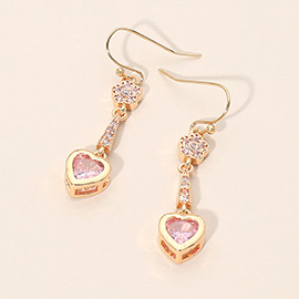 Heart Stone Bar Drop Dangle Earrings