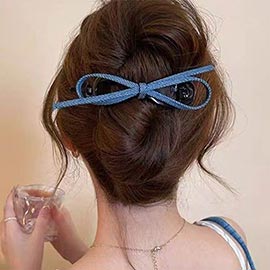 Denim Bow Hair Clip