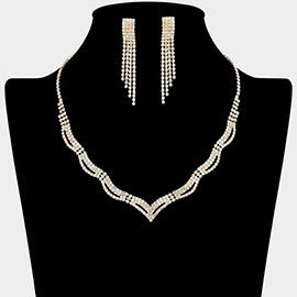 Rhinestone Paved Wavy Necklace