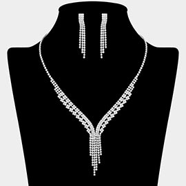 Rhinestone Paved Fringe Statement Necklace
