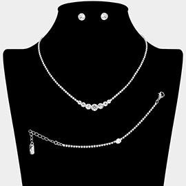 Classic Round Stone Link Rhinestone Paved Necklace