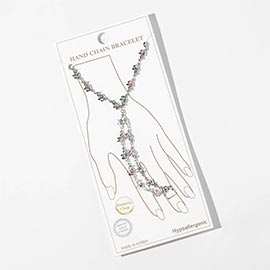 White Gold Dipped Elephant Evil Eye Charm Link Hand Chain Magnetic Bracelet