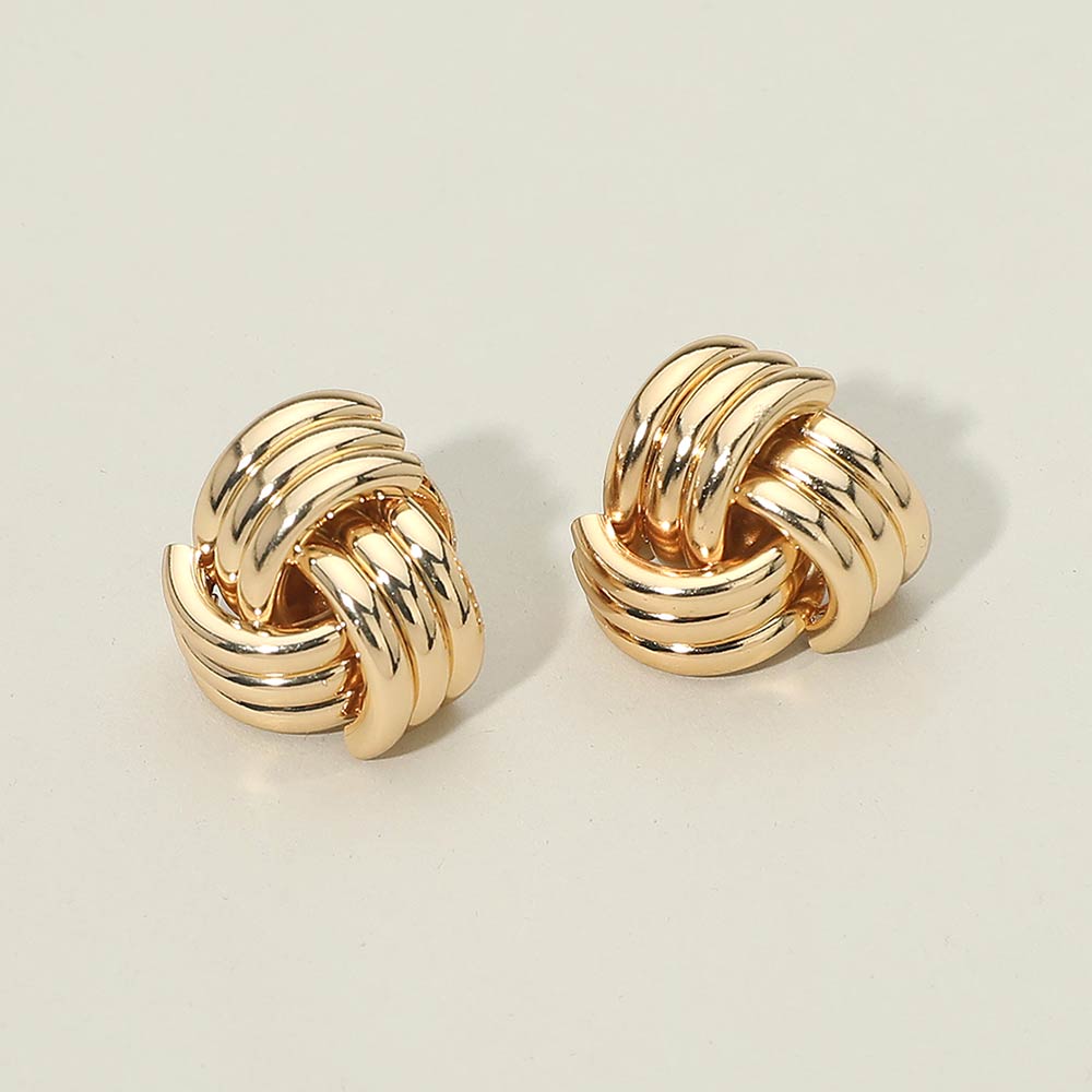 Ribbed Metal Knot Stud Earrings