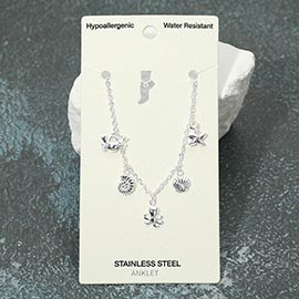 Stainless Steel Octopus Crab Starfish Shell Charm Station Anklet