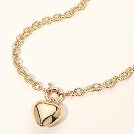 SECRET BOX_Puffy Heart Charm Pendant Necklace