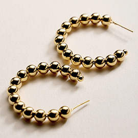 18K Gold Filled Beaded Hoop Earrings