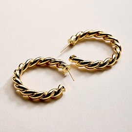 18K Gold Filled Chunky Twisted Hoop Earrings