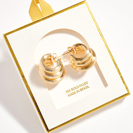 18K Gold Filled Chunky Layered Hoop Earrings
