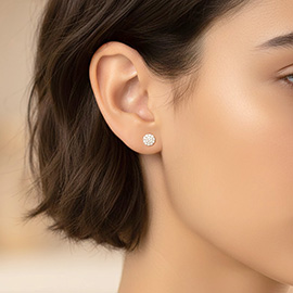 18K Gold Filled CZ Pave Mini Round Disc Stud Earrings