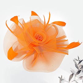 Feather Mesh Flower Fascinator / Headband