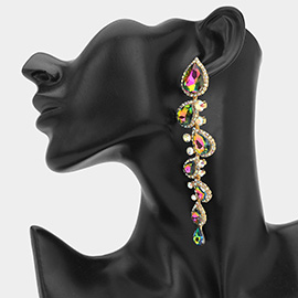 Bold Teardrop Stone Cluster Embellished Drop Evening Earrings