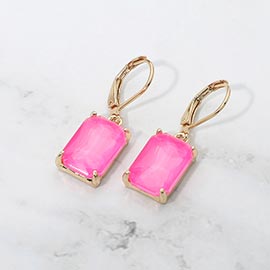 Rectangular Glass Stone Drop Dangle Earrings