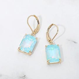 Rectangular Glass Stone Drop Dangle Earrings