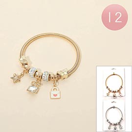 12PCS - Star Bow Loveletter Butterfly Charm Beaded Stretch Bracelets