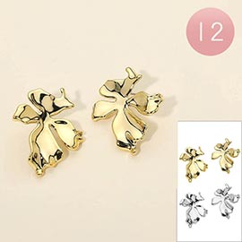12Pairs - Abstract Metal Floral Earrings