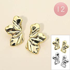 12Pairs - Abstract Sculptural Metal Petal Earrings