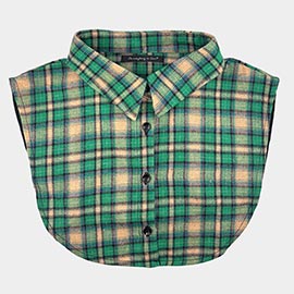 Plaid Detachable Shirt Collar