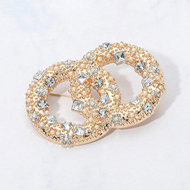 Flower Star Stone Embellished Interlocking Pin Brooch