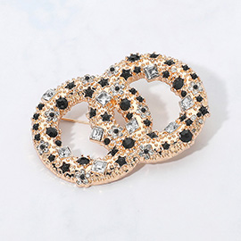 Flower Star Stone Embellished Interlocking Pin Brooch